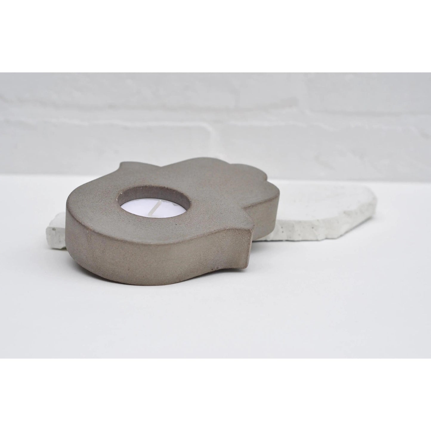 Concrete Hamsa Tealight Holder: Handmade Desk Decor Gift