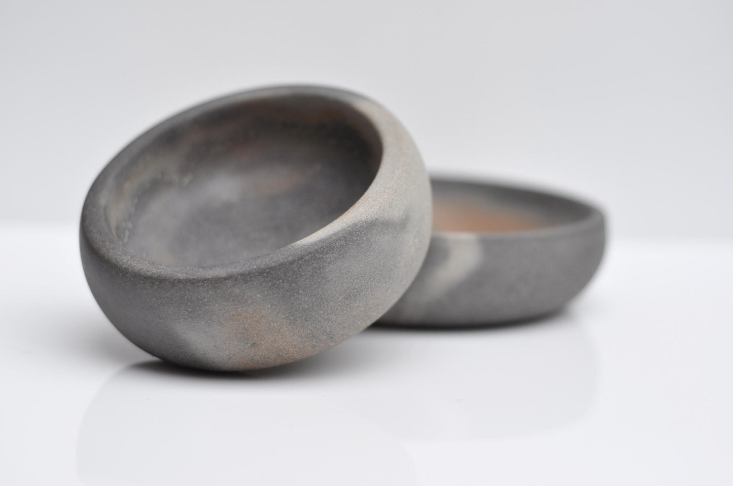 Handmade Concrete Trinket Dish: Little Grey and Orange rustic Coin Bowl