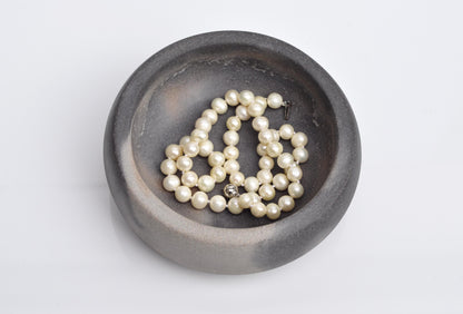 Handmade Concrete Trinket Dish: Little Grey and Orange rustic Jewelry and Coin Bowl