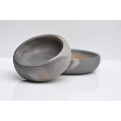 Handmade Concrete Trinket Dish: Little Grey and Orange rustic Jewelry and Coin Bowl