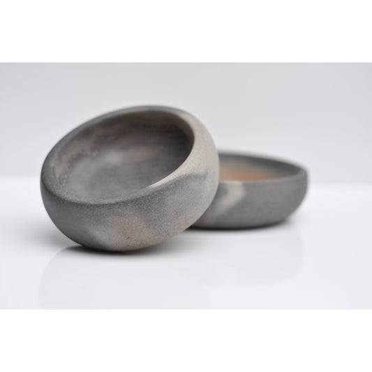 Handmade Concrete Trinket Dish: Little Grey and Orange rustic Jewelry and Coin Bowl