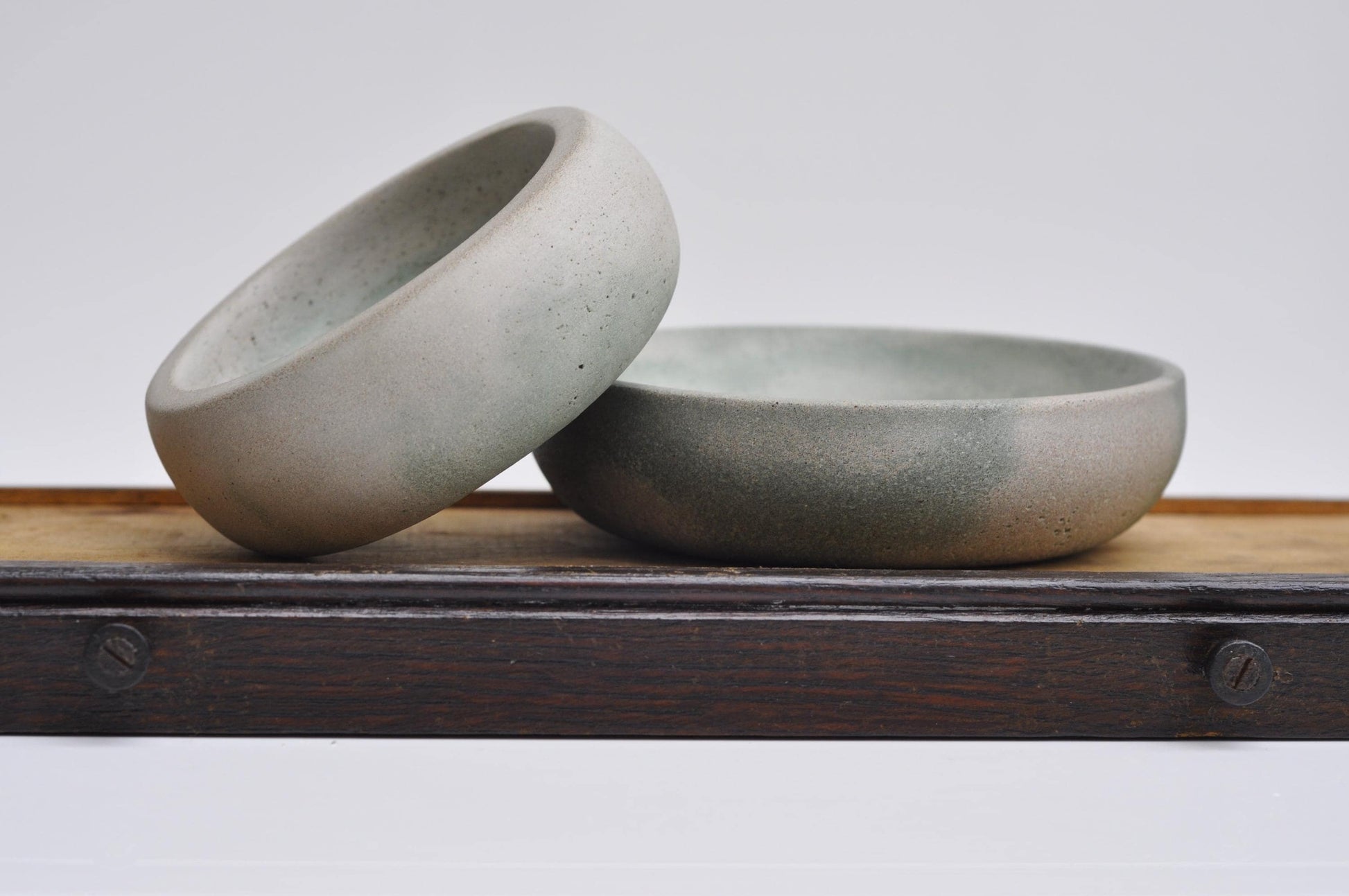 Minimalist green and grey cement trinket holder