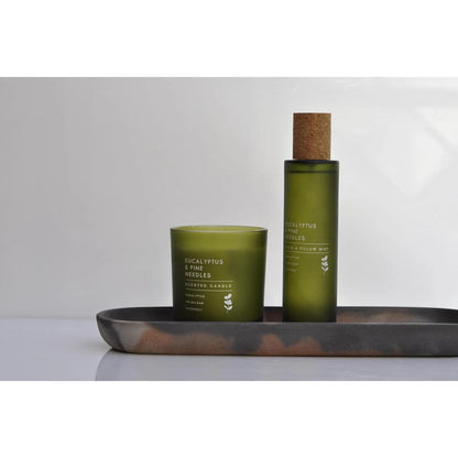 Handmade long oval concrete tray in grey and terracotta colours