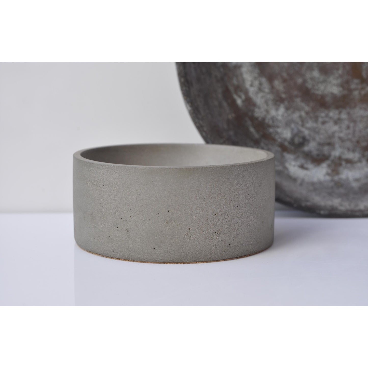 Medium sage grey concrete cylinder bowl