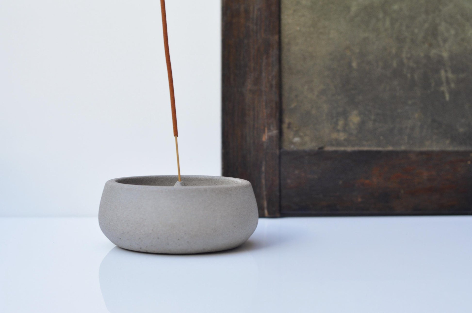 Minimalist concrete incense burner set