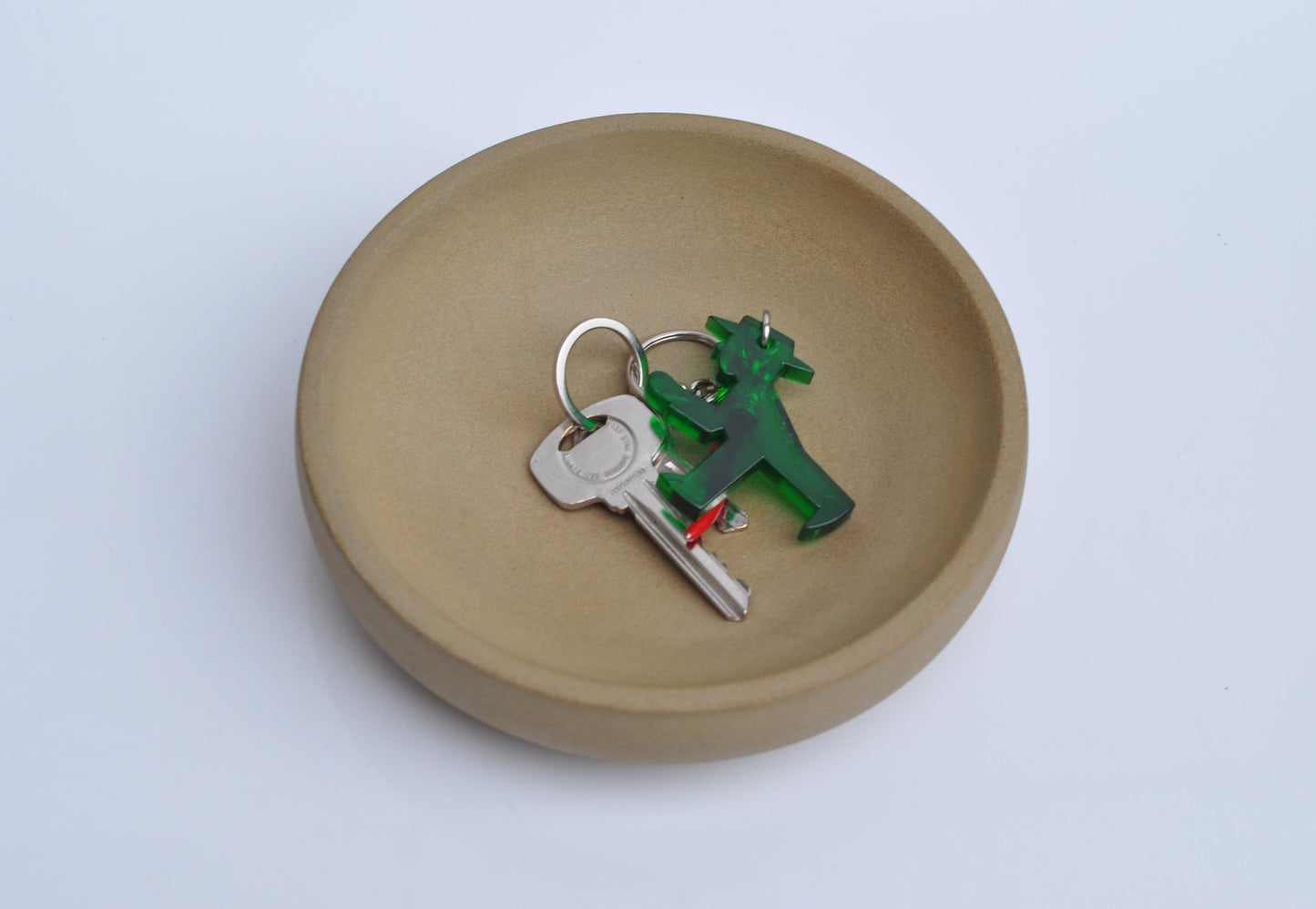 Handmade ochre concrete catch-all dish for keys
