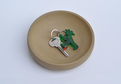 Handmade ochre concrete catch-all dish for keys