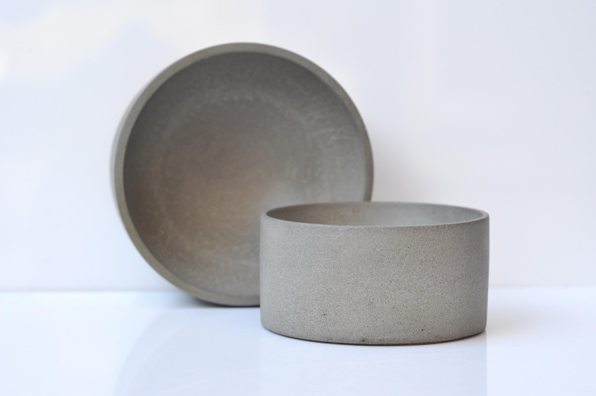 Sage grey cement bowl for accessories