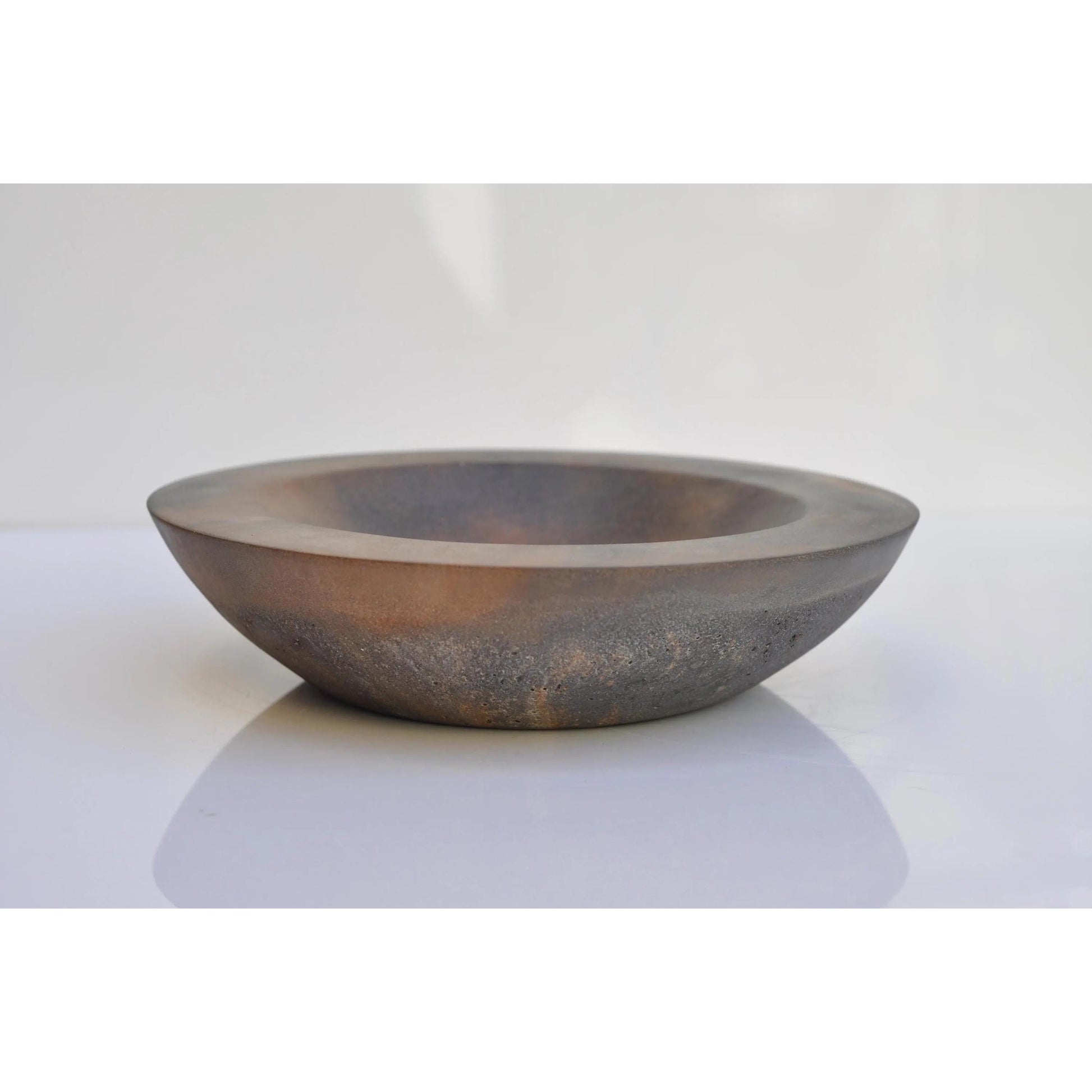 Handmade shallow grey and orange concrete bowl for keys