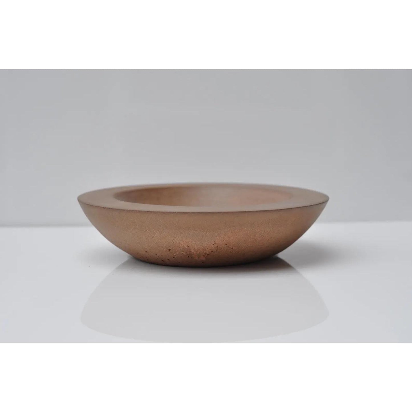 Handmade terracotta orange shallow concrete bowl