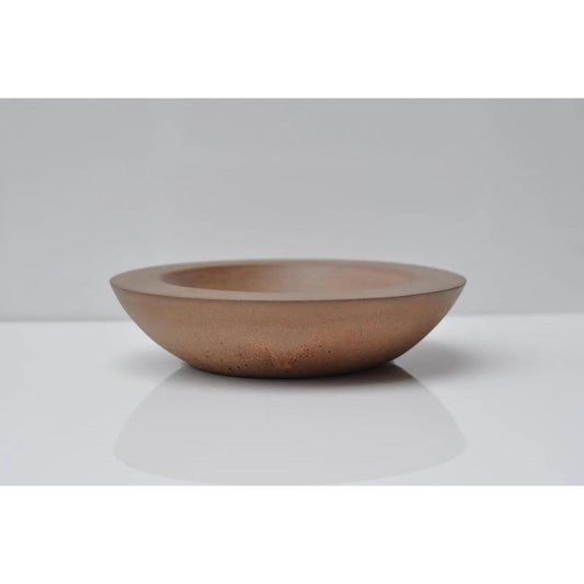 Handmade terracotta orange shallow concrete bowl