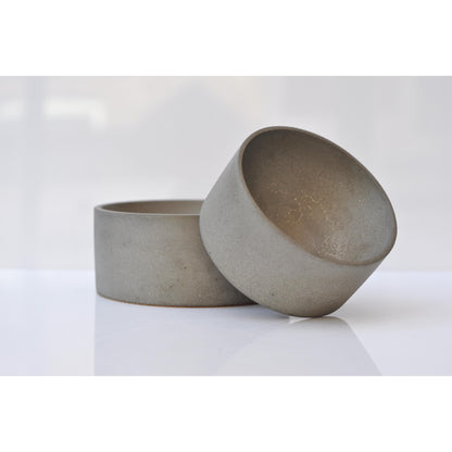 Small sage grey concrete bowl in cylinder shape