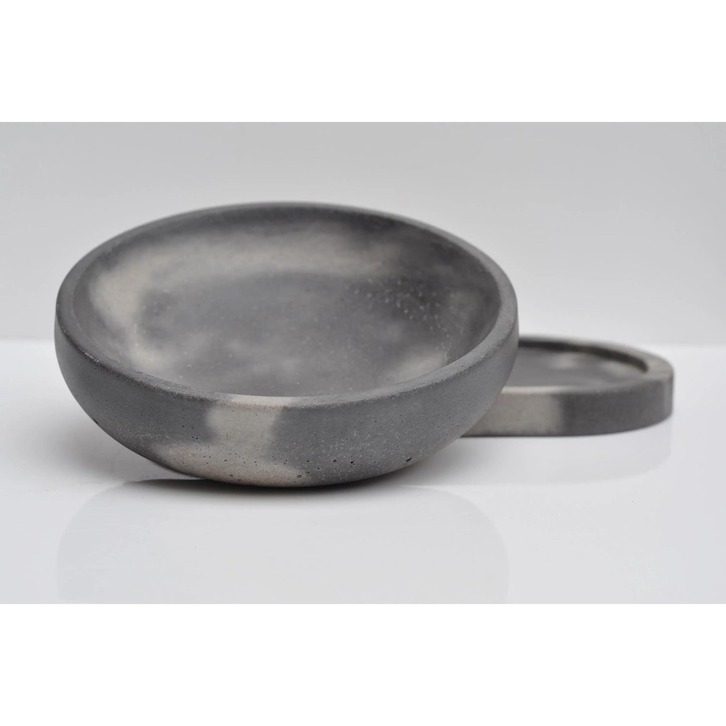 Top view of small concrete bowl empty