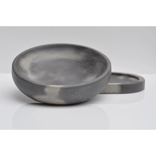 Top view of small concrete bowl empty
