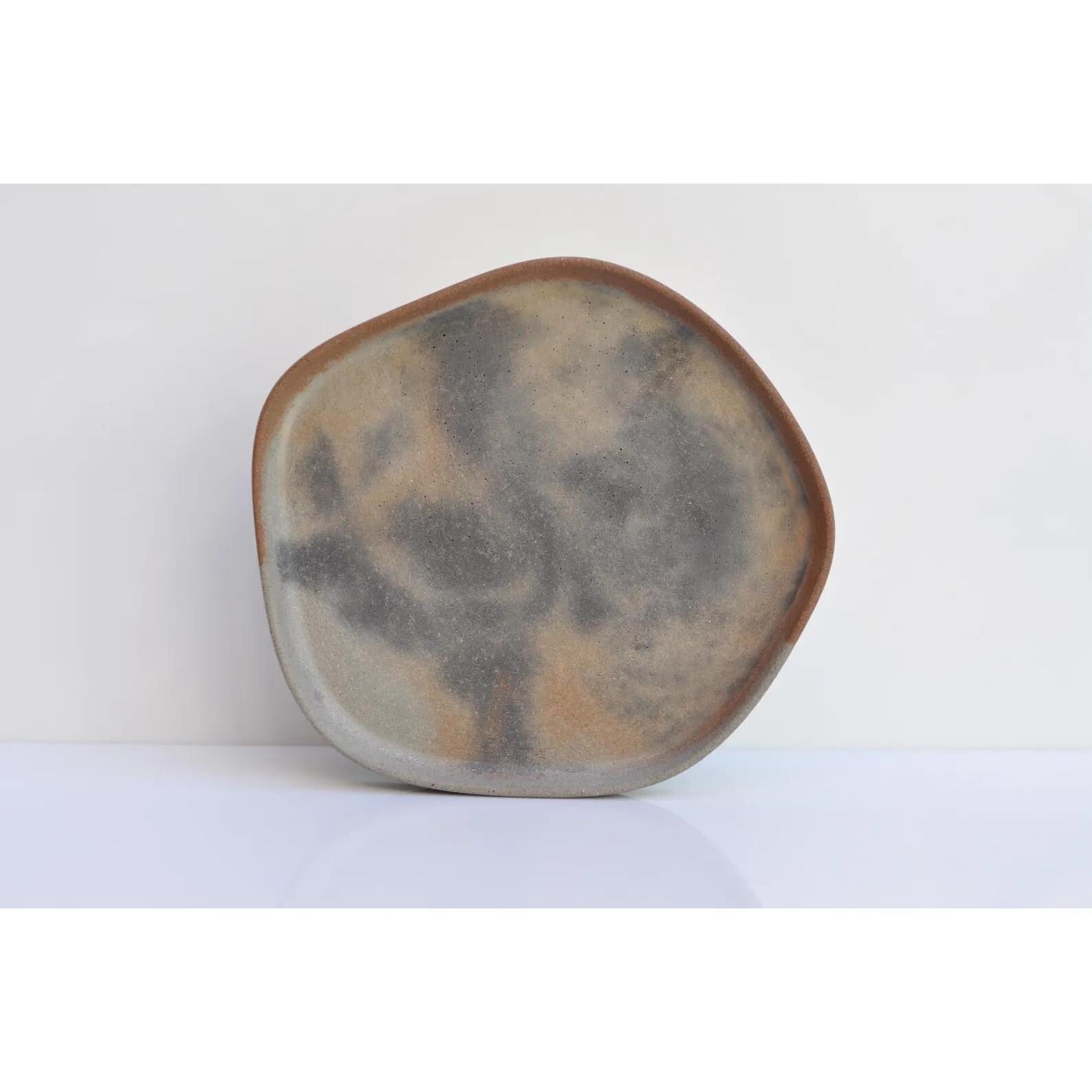 Handmade irregular small concrete tray in orange and grey