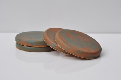 Industrial concrete coasters protecting surfaces in style